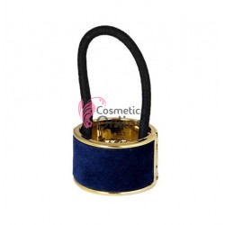Inel pentru prins parul din plastic model ILM010BB Auriu cu catifea Albastra